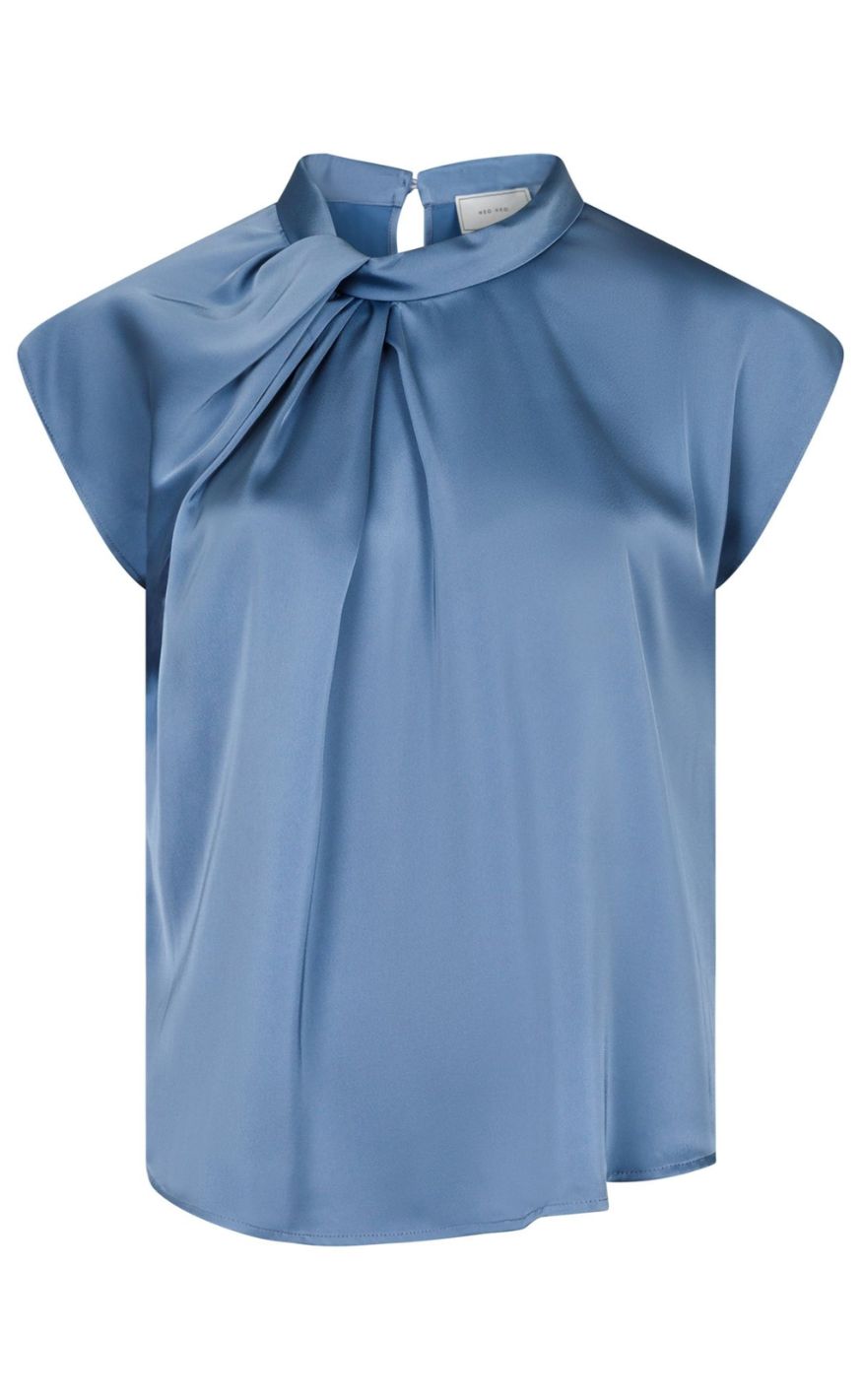 Neo Noir Top - Fleur Drapy Satin - Dusty Blue