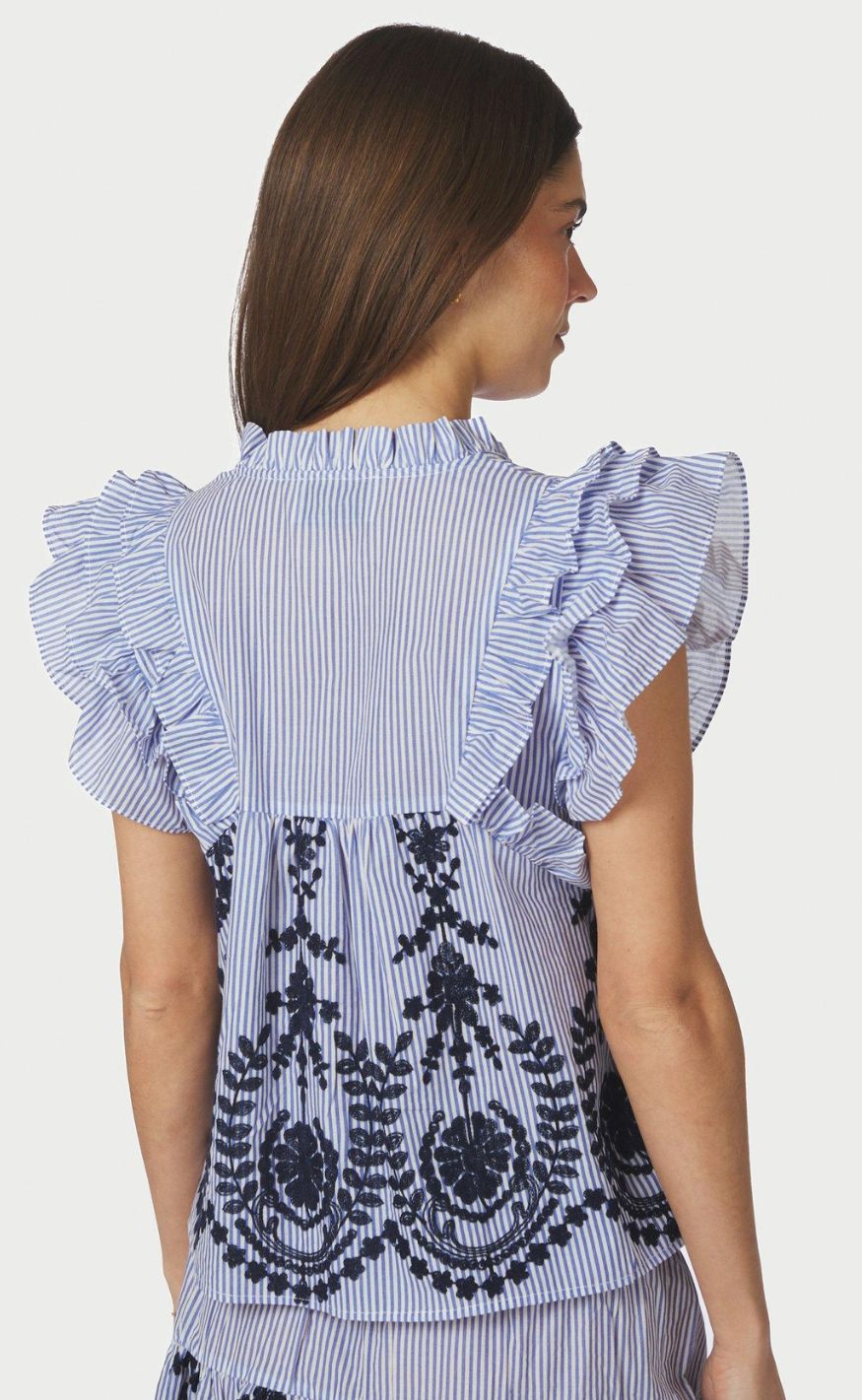 Neo Noir Top - Jayla Stripe Embroidery - Blue