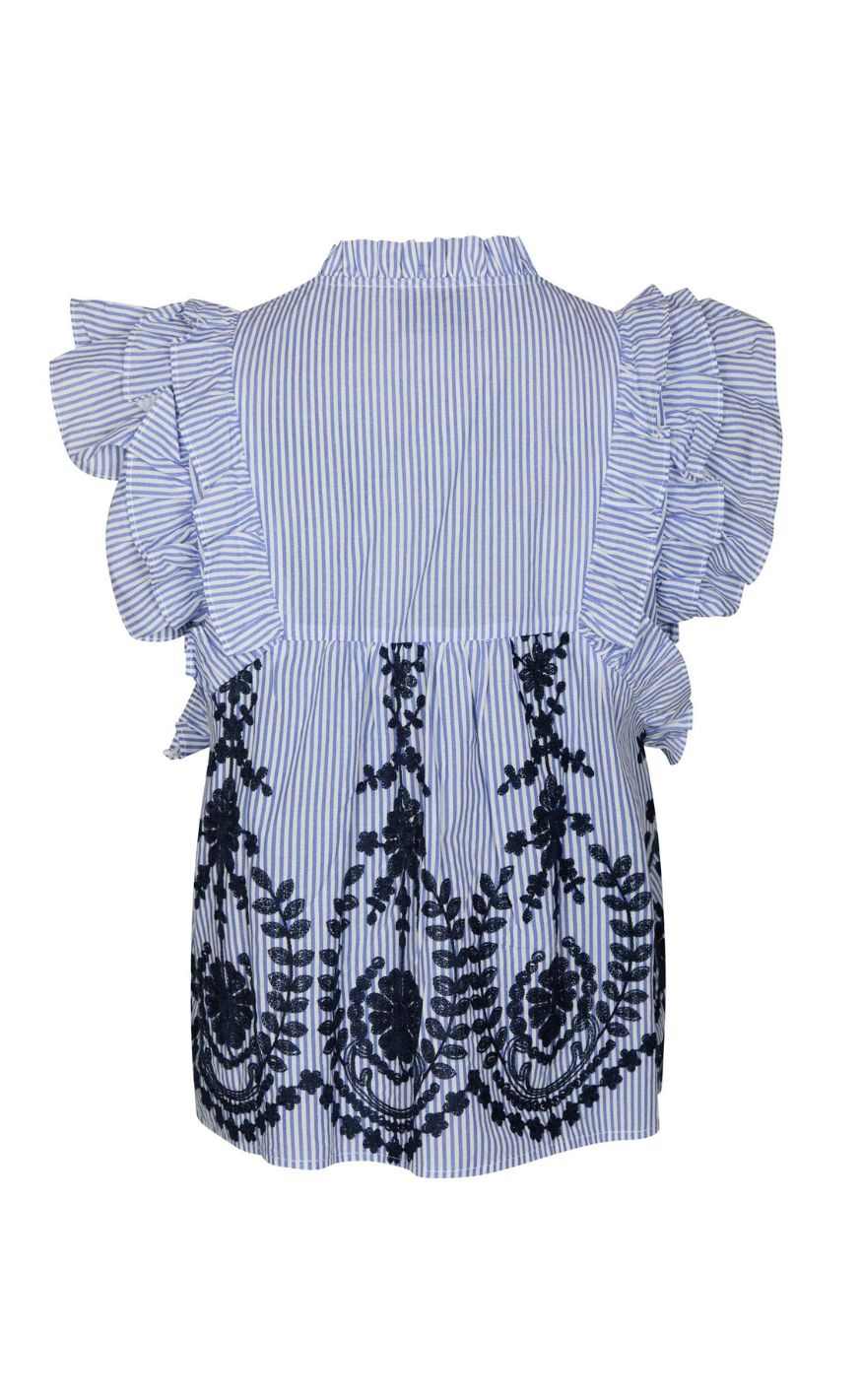 Neo Noir Top - Jayla Stripe Embroidery - Blue
