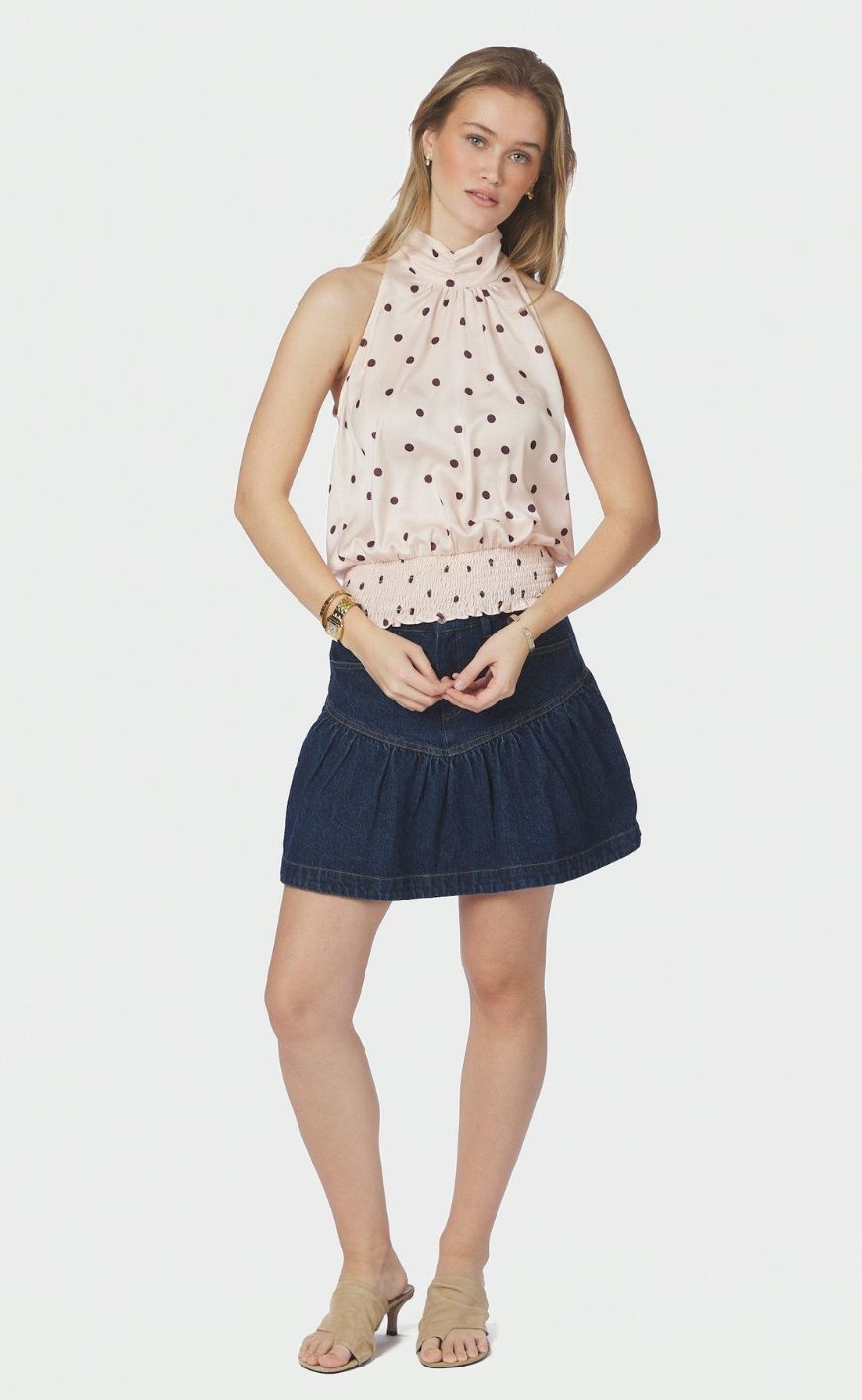 Neo Noir Top - Jos Big Dot - Light Pink