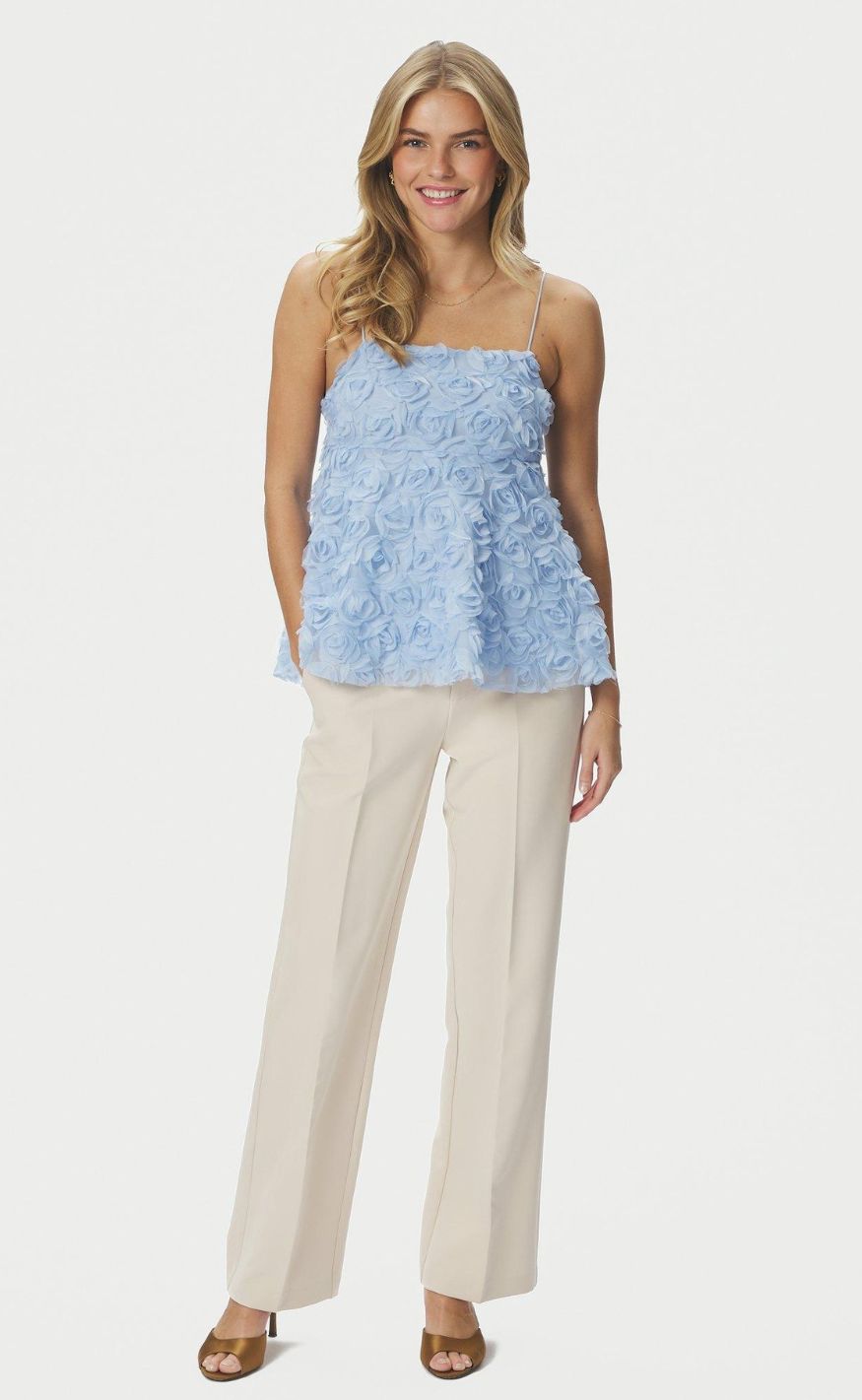 Neo Noir Top - Kenli Flower - Light Blue