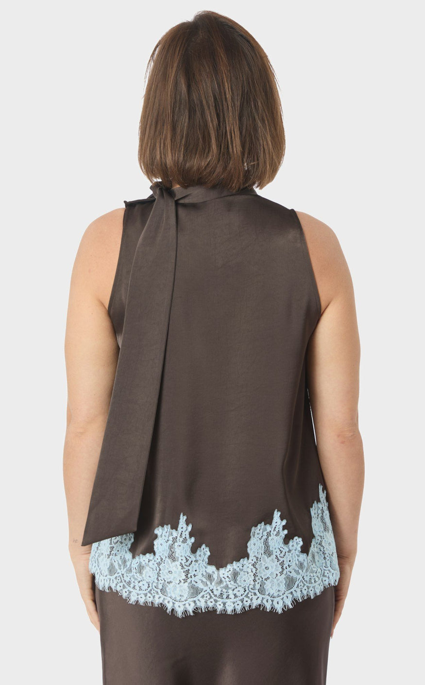 Neo Noir Top - Lorenz Lace - Dark Brown