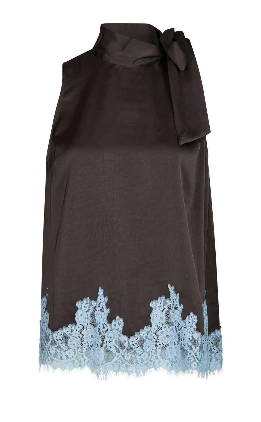 Neo Noir Top - Lorenz Lace - Dark Brown