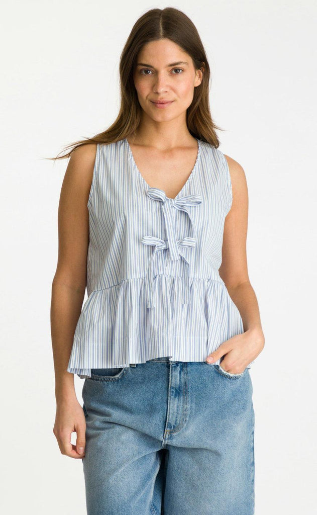 Neo Noir Top - Manja Stripe - Light Blue