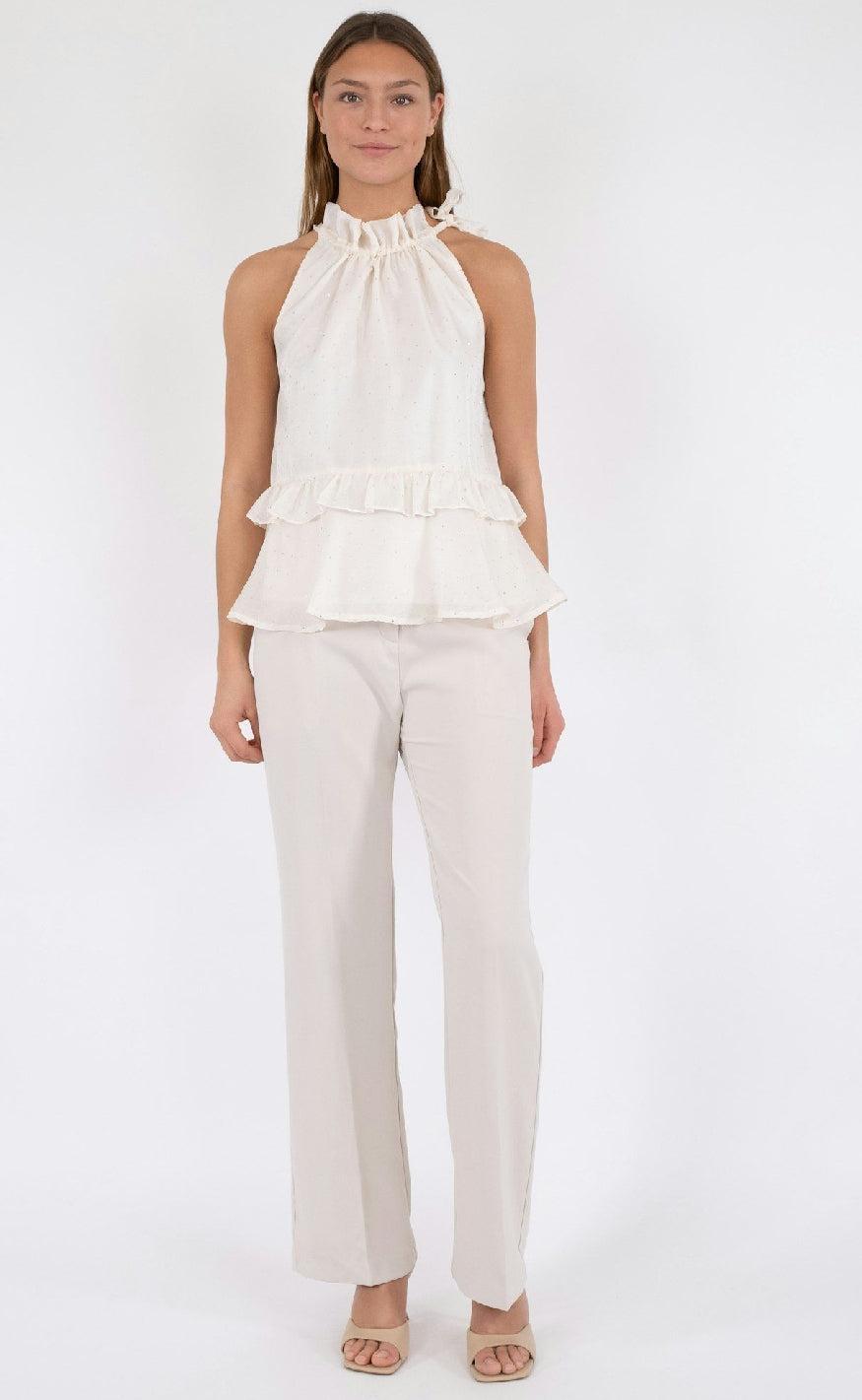 Neo Noir Top - Margy Bedazzled - Creme