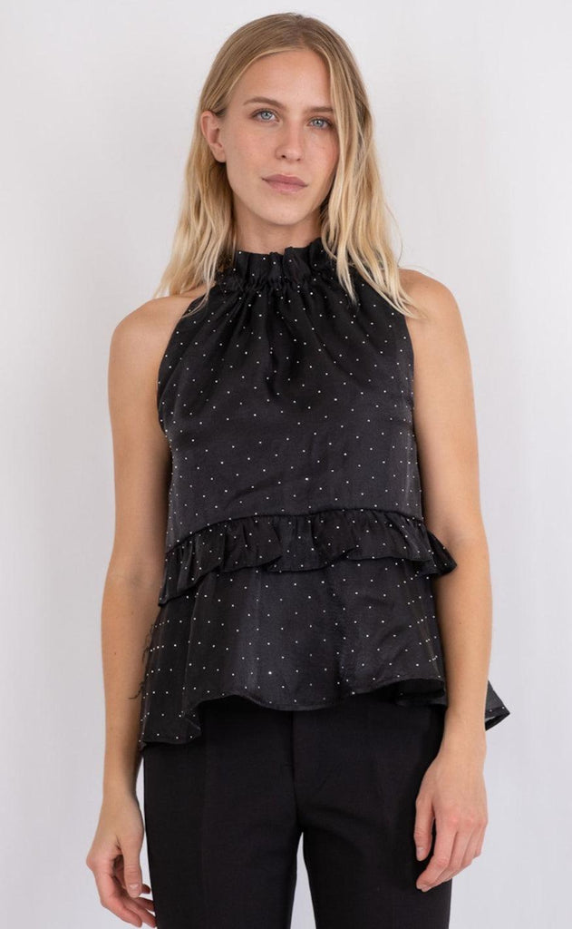 Neo Noir Top - Margy Bedazzled Top - Black