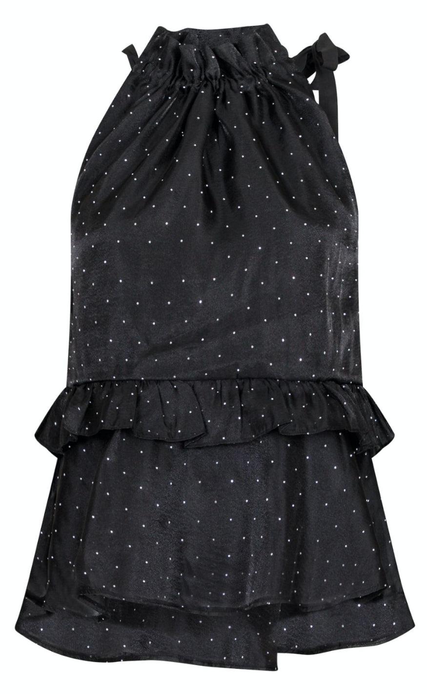 Neo Noir Top - Margy Bedazzled Top - Black