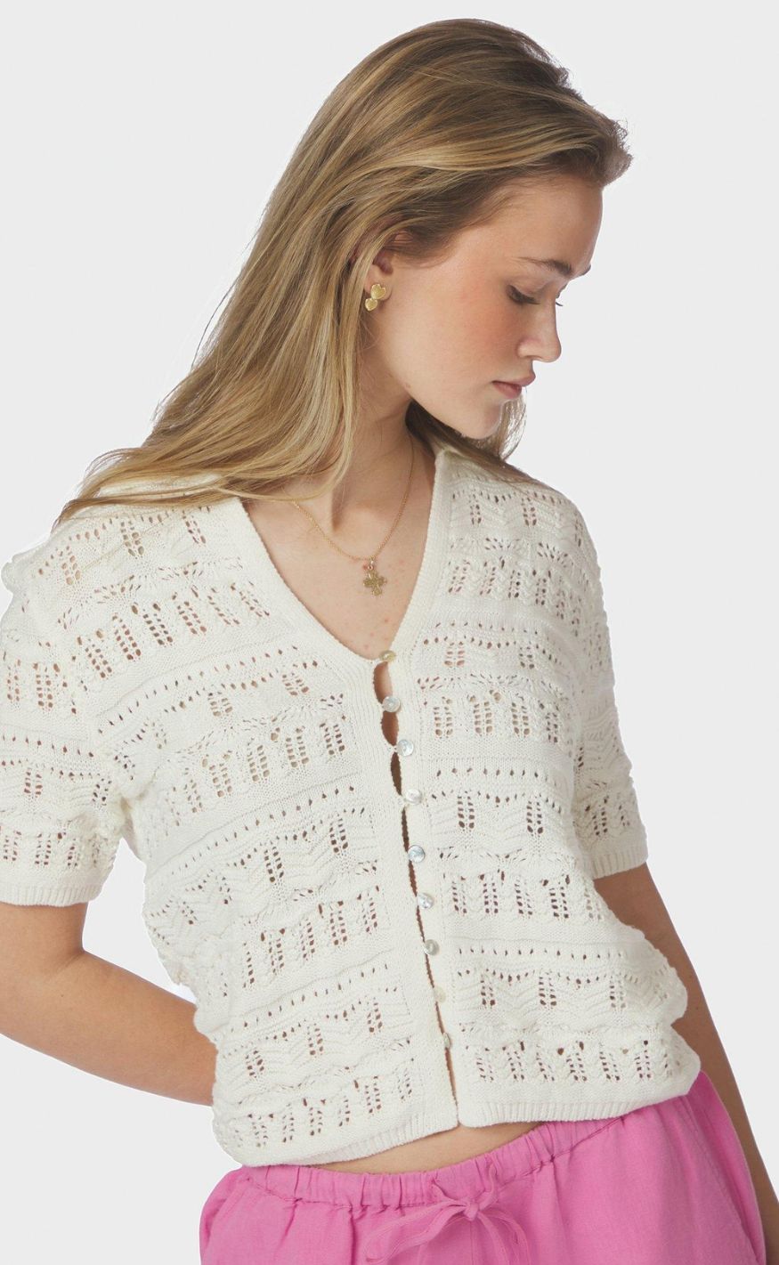 Neo Noir Top - Marisini Stich Polo - Off White