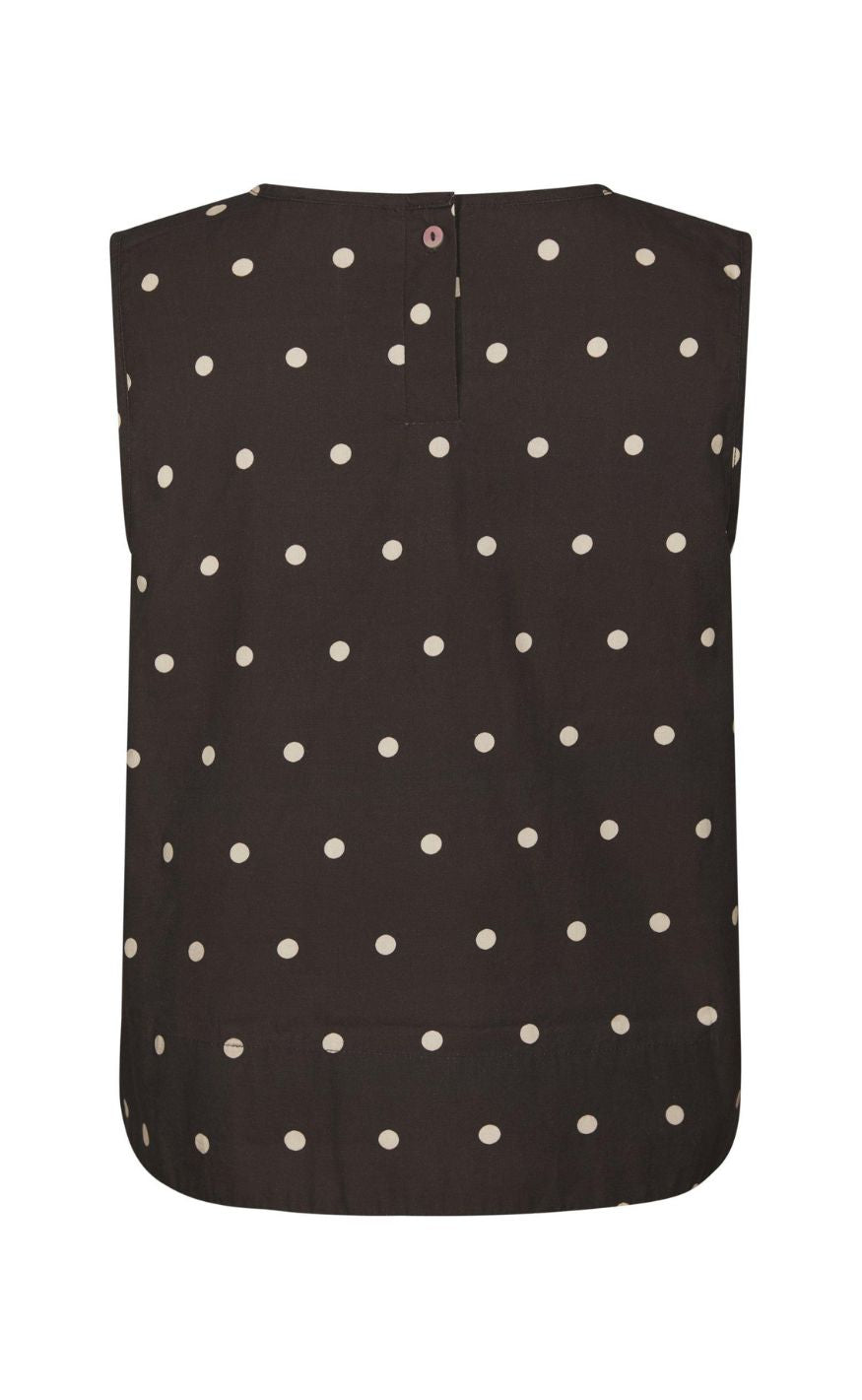 Neo Noir Top - Polly Dot - Dark Brown