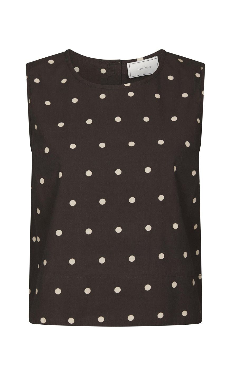 Neo Noir Top - Polly Dot - Dark Brown