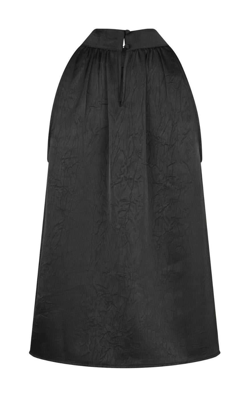 Neo Noir Top - Rosette Crinkle Sateen - Black