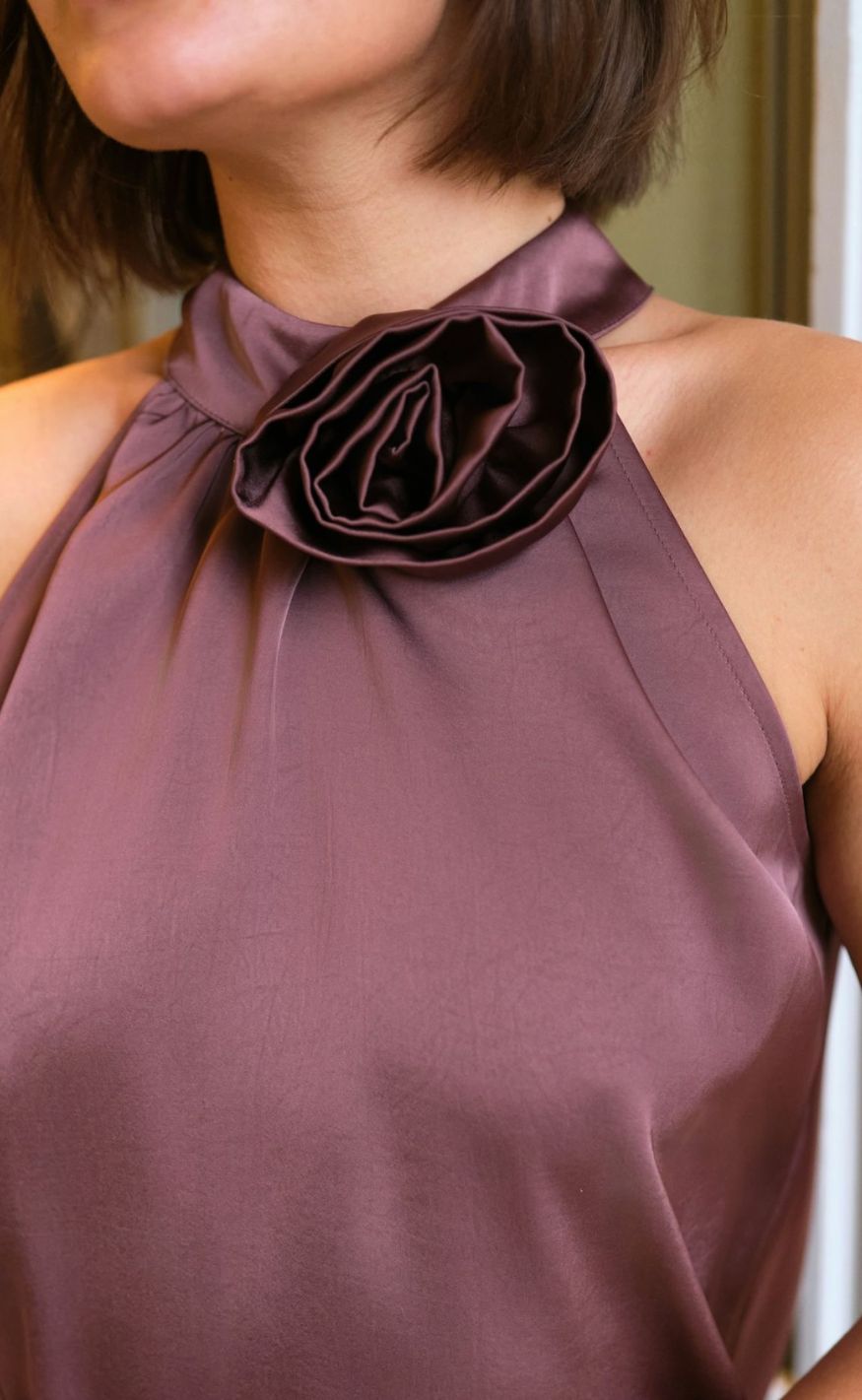 Neo Noir Top - Rosette heavy Sateen - Dark Rose