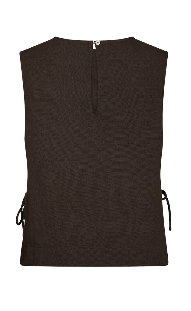 Neo Noir Top - Svetlana Linen - Dark Brown