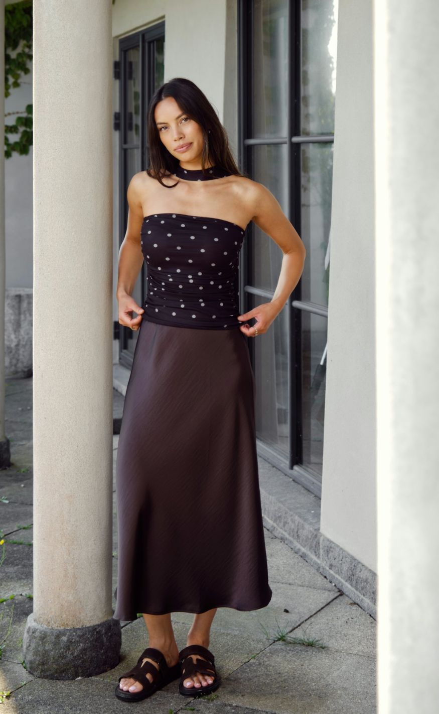 Neo Noir Top - Torinti Mesh Dot - Brown