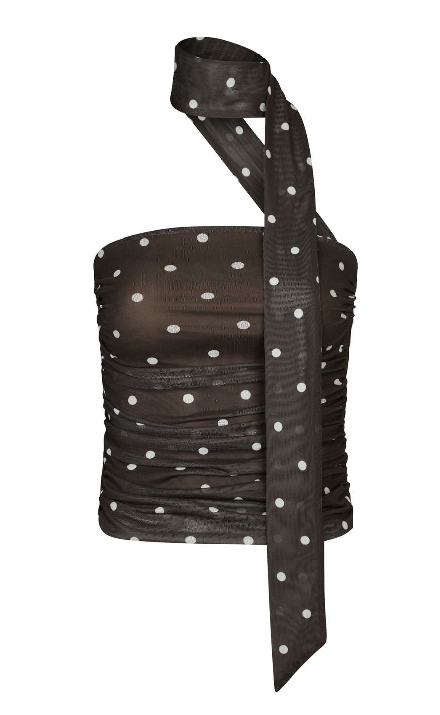 Neo Noir Top - Torinti Mesh Dot - Brown