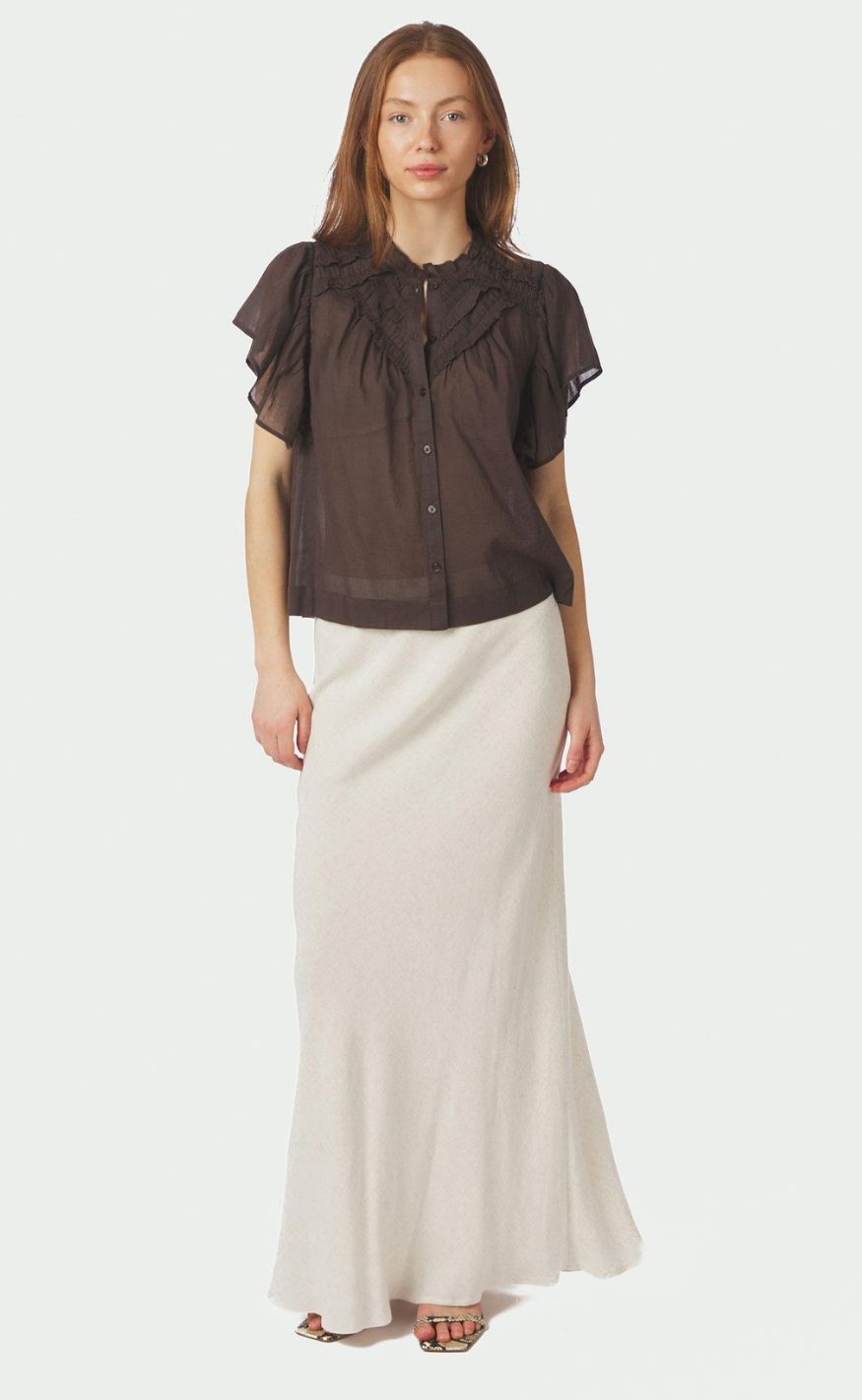 Neo Noir Top - Vinsa S Voile - Dark Brown