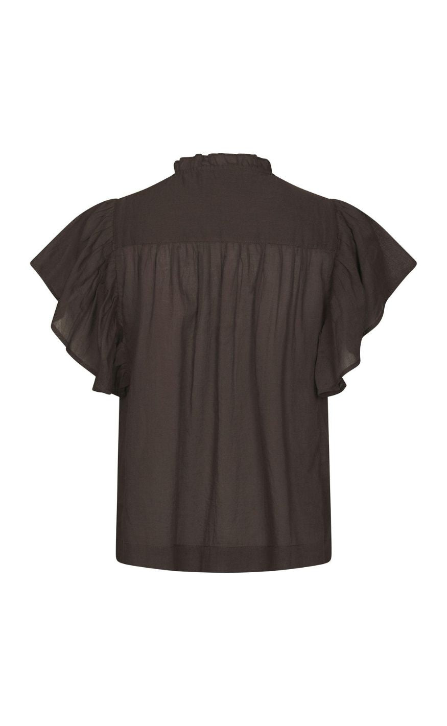 Neo Noir Top - Vinsa S Voile - Dark Brown
