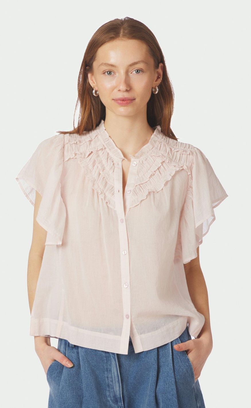 Neo Noir Top - Vinsa S Voile - Light Pink