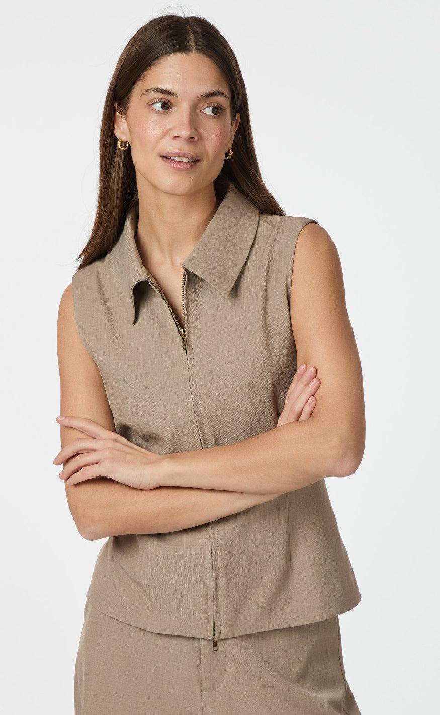Neo Noir Vest - Annabella Structure - Dark Taupe