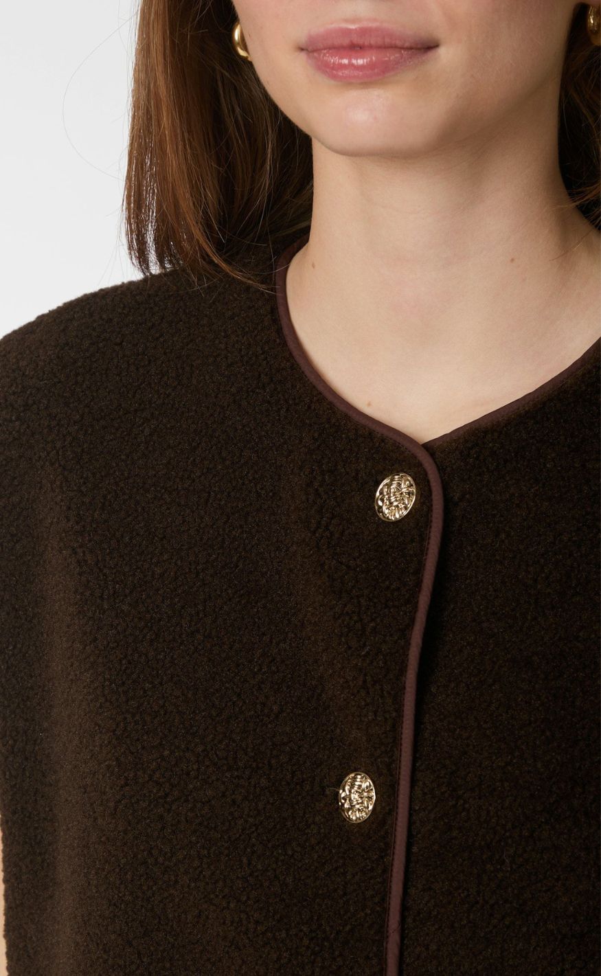 Neo Noir Vest - Mariko Teddy - Dark Brown