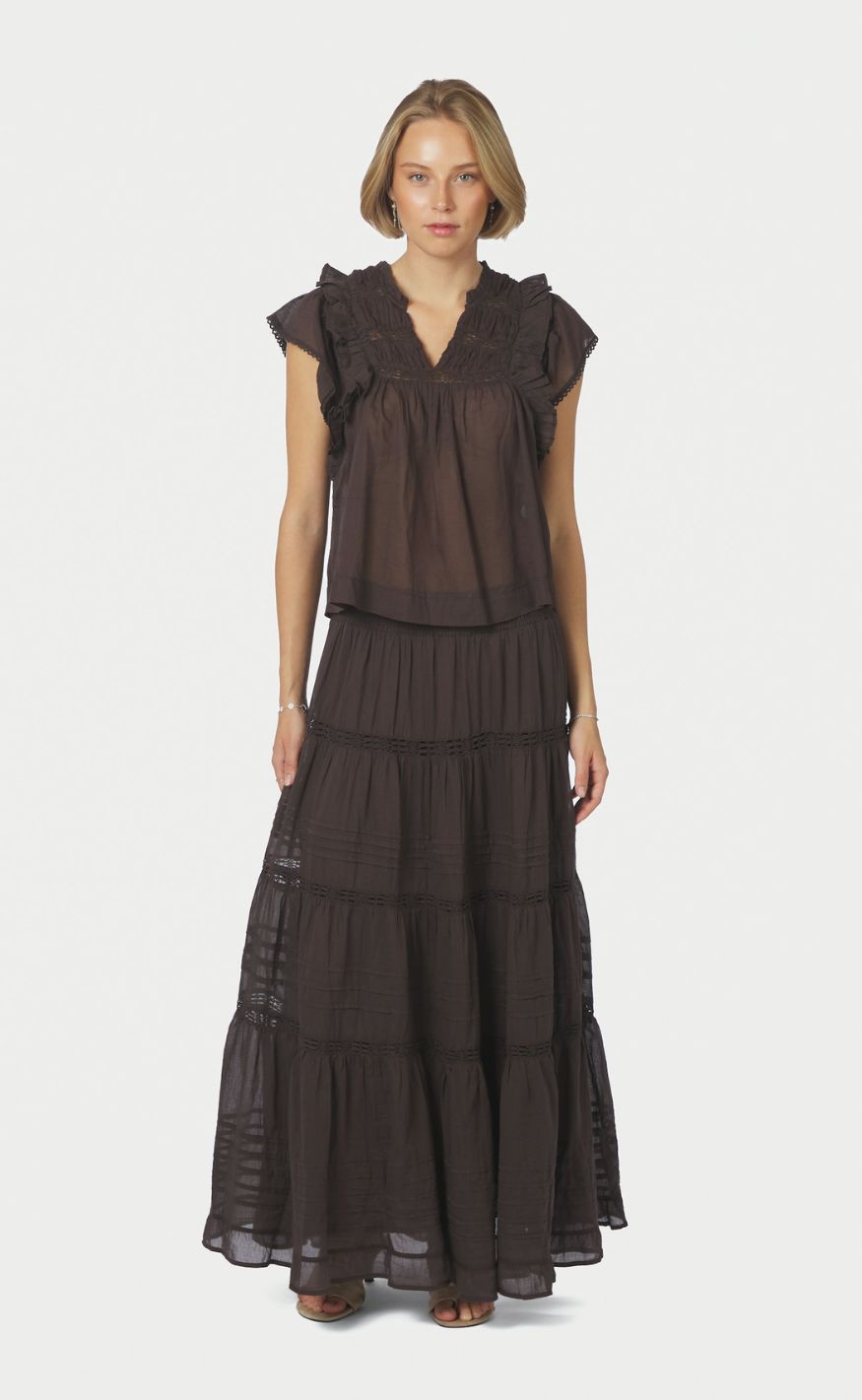 NeoNoir Nederdel - Felicia S Voile - Dark brown