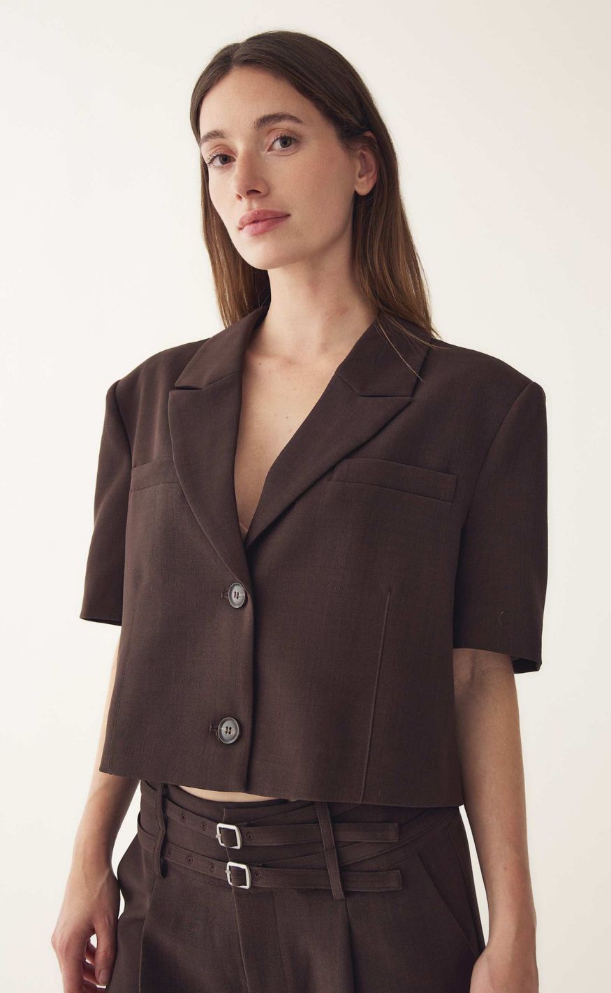 Noella Blazer - Leanne Crop - Chocolate