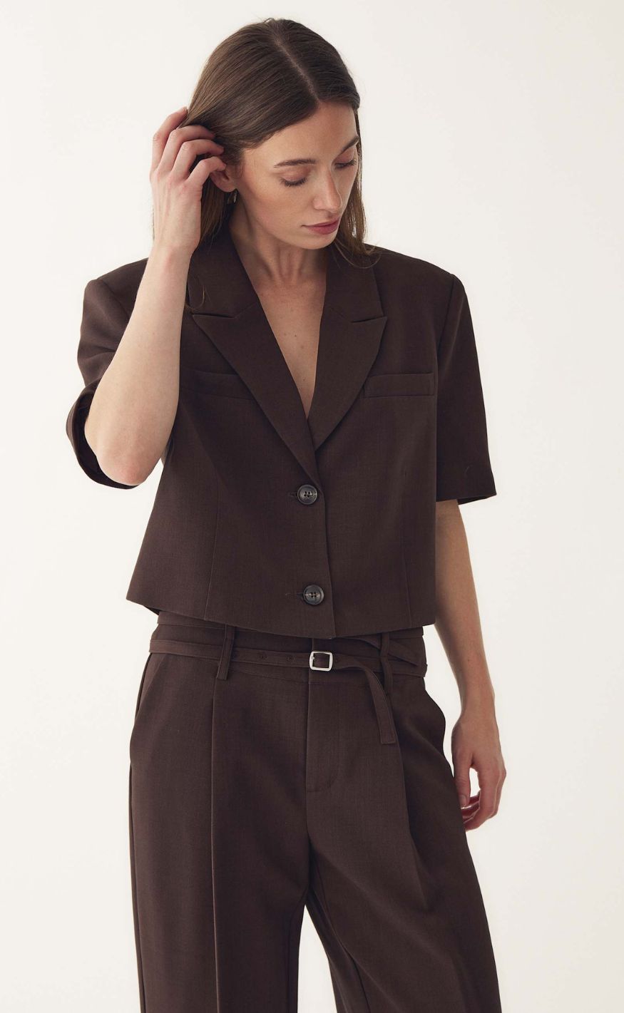 Noella Blazer - Leanne Crop - Chocolate