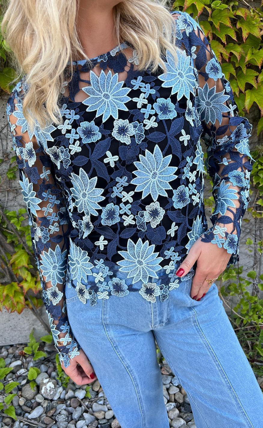 Noella Bluse - Kezzie - Dark Blue Mix