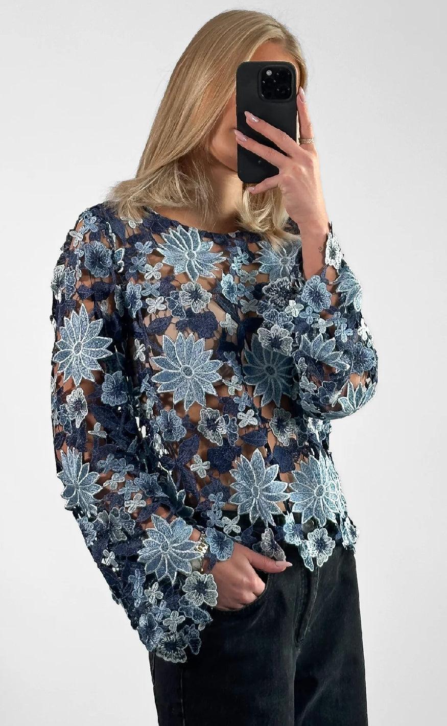 Noella Bluse - Kezzie - Dark Blue Mix