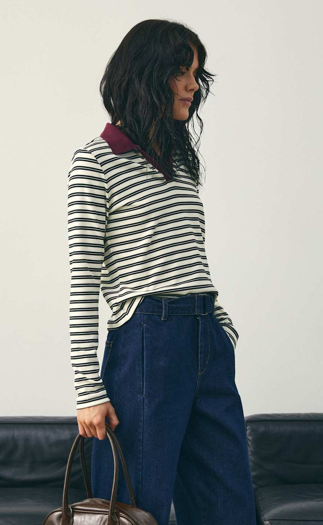 Noella Bluse - Luane - Caryll Black Stripe