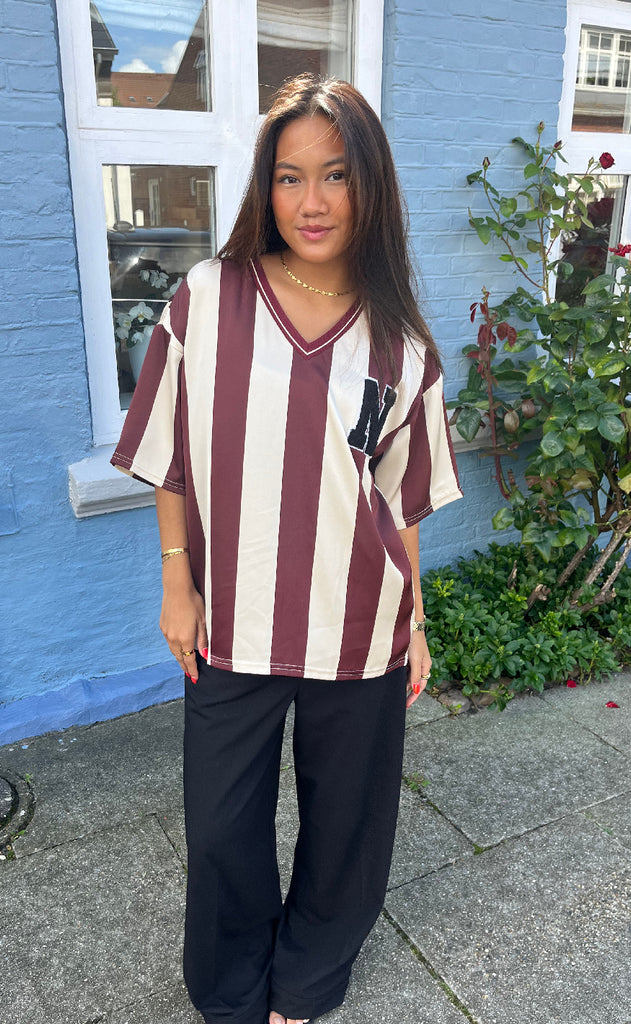 Noella Bluse - Lucena - Mahogany Ivory Stripe