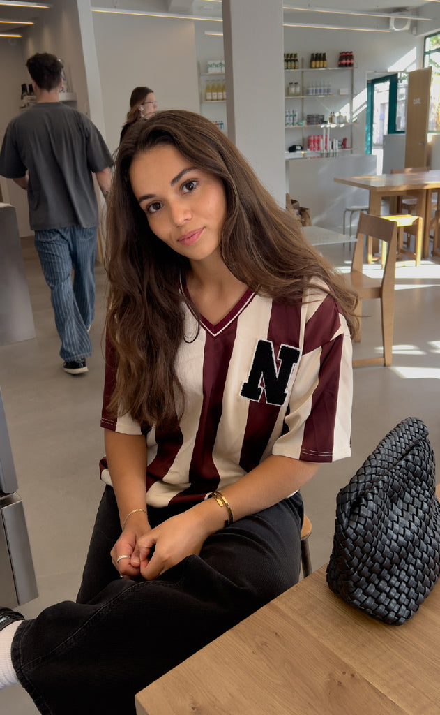 Noella Bluse - Lucena - Mahogany Ivory Stripe