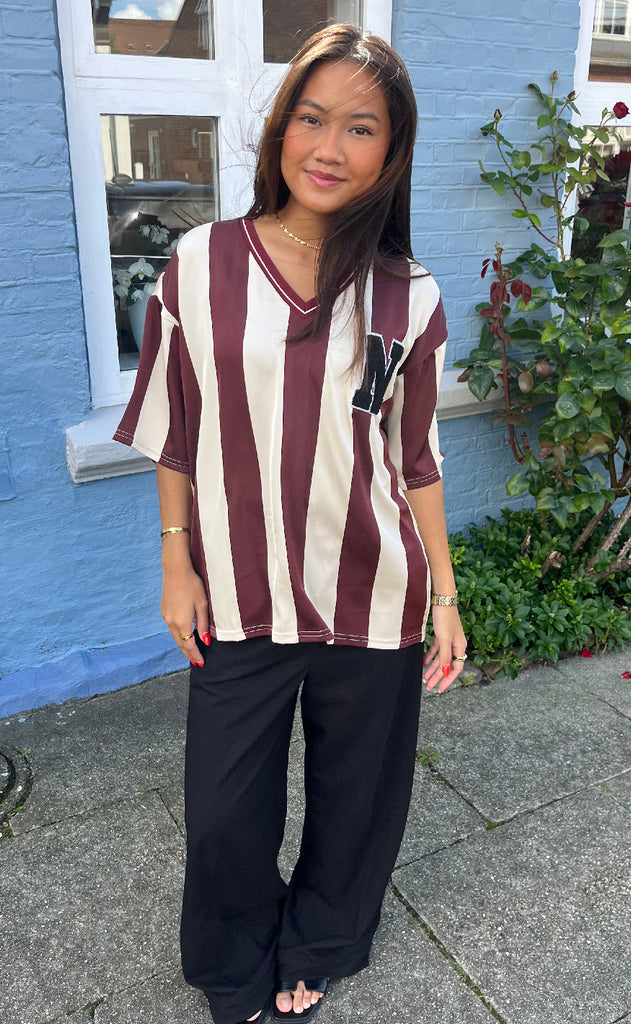 Noella Bluse - Lucena - Mahogany Ivory Stripe