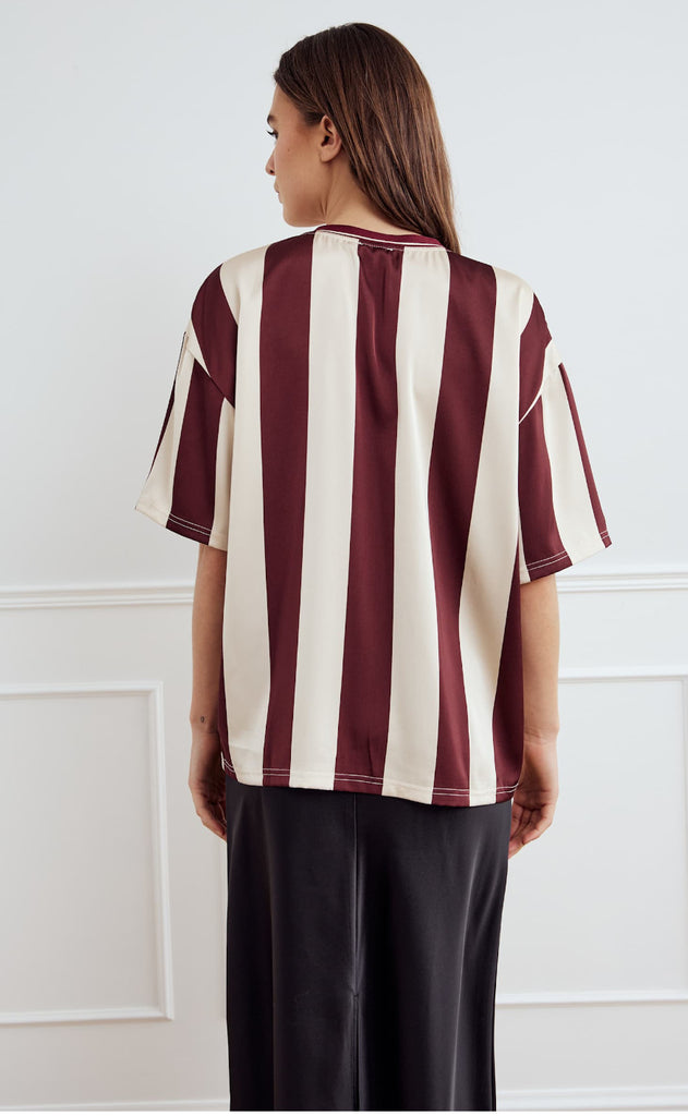 Noella Bluse - Lucena - Mahogany Ivory Stripe