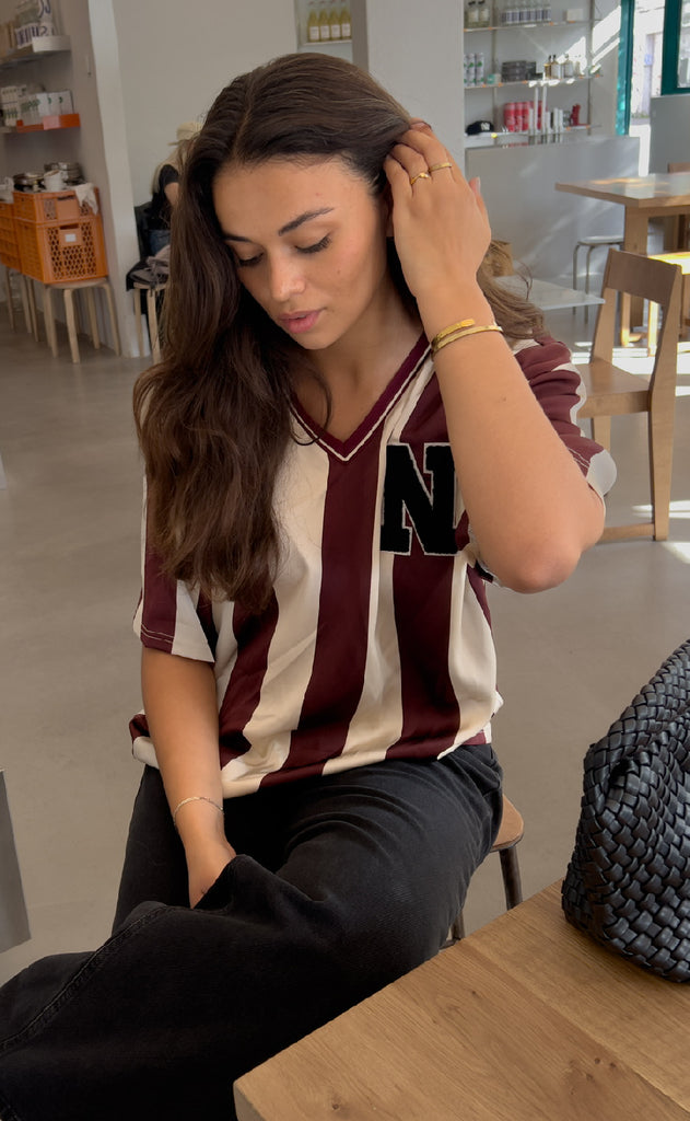 Noella Bluse - Lucena - Mahogany Ivory Stripe