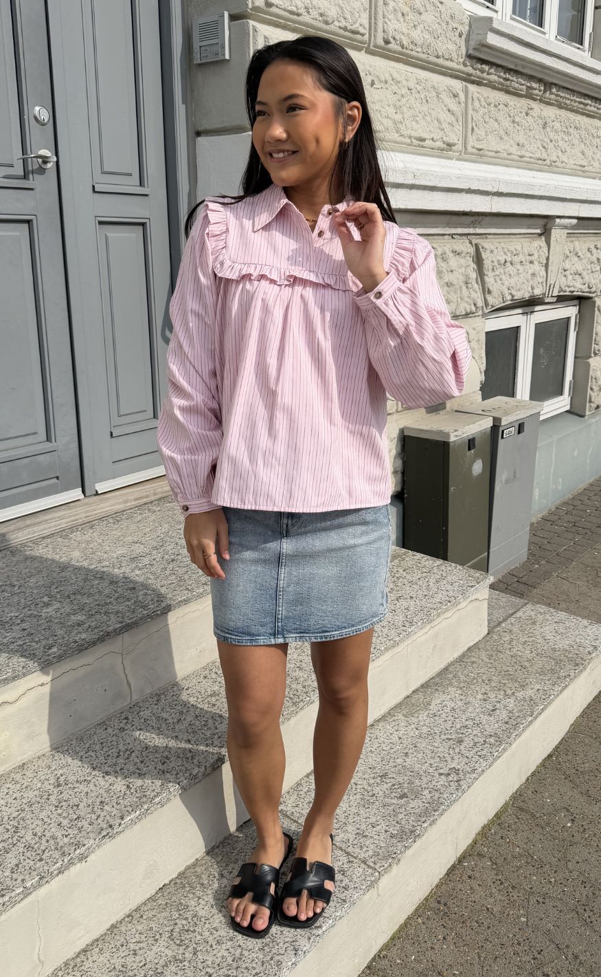 Noella Bluse - Mikayla - Donnie Blush Stripe