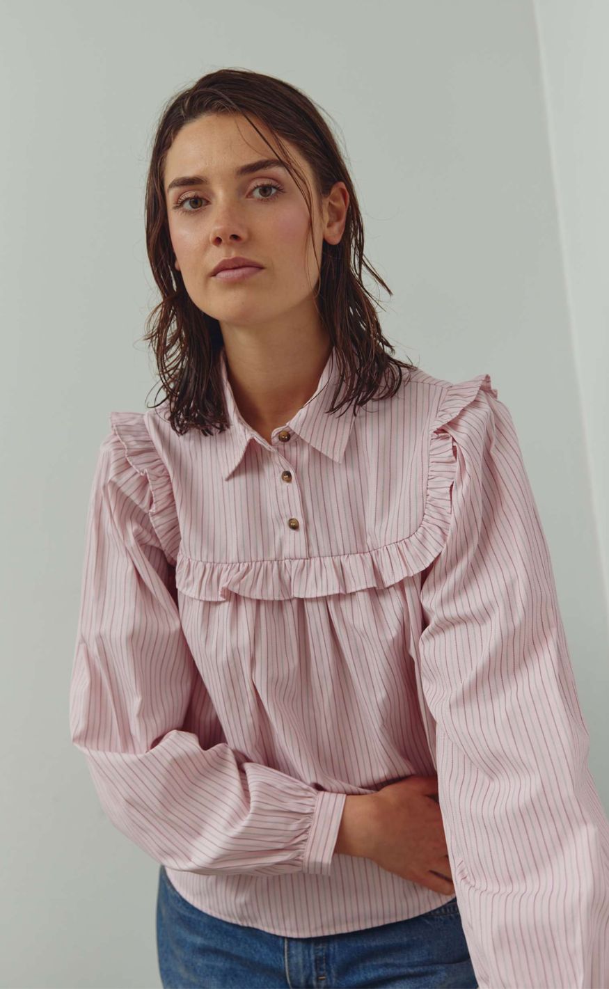 Noella Bluse - Mikayla - Donnie Blush Stripe