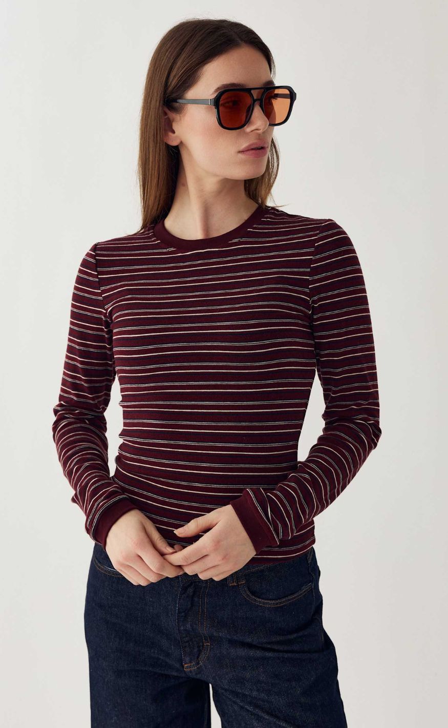 Noella Bluse - Mykel - Dizzy Burgundy Stripe