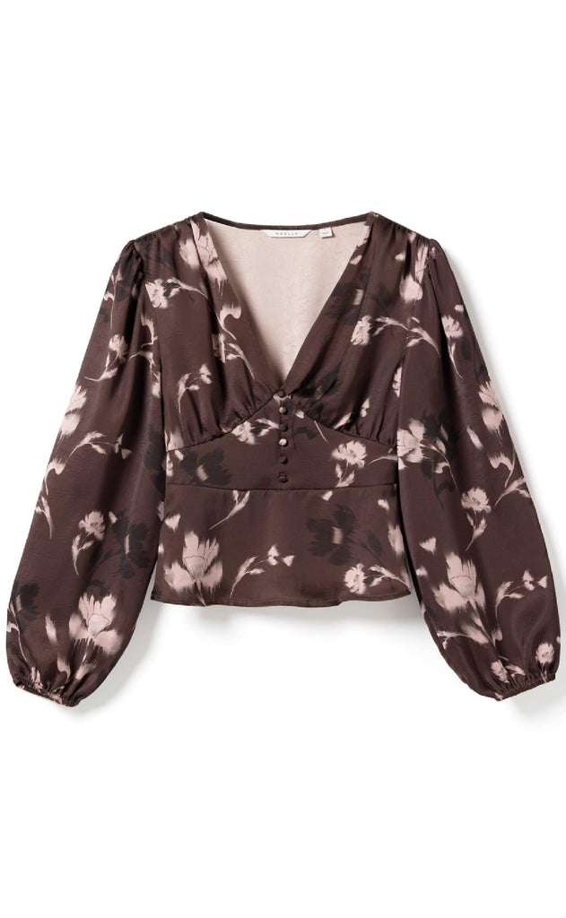 Noella Bluse - N-Lilith LS - Dena Burgundy Print
