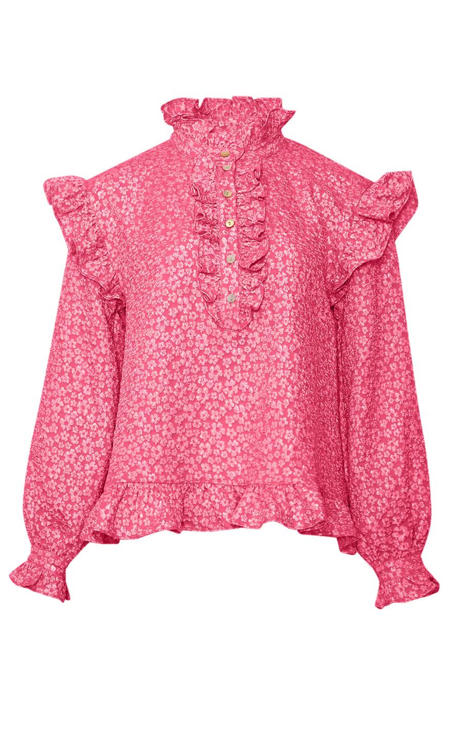 Noella Bluse - Reno Ruby Ruffle - Bright Pink