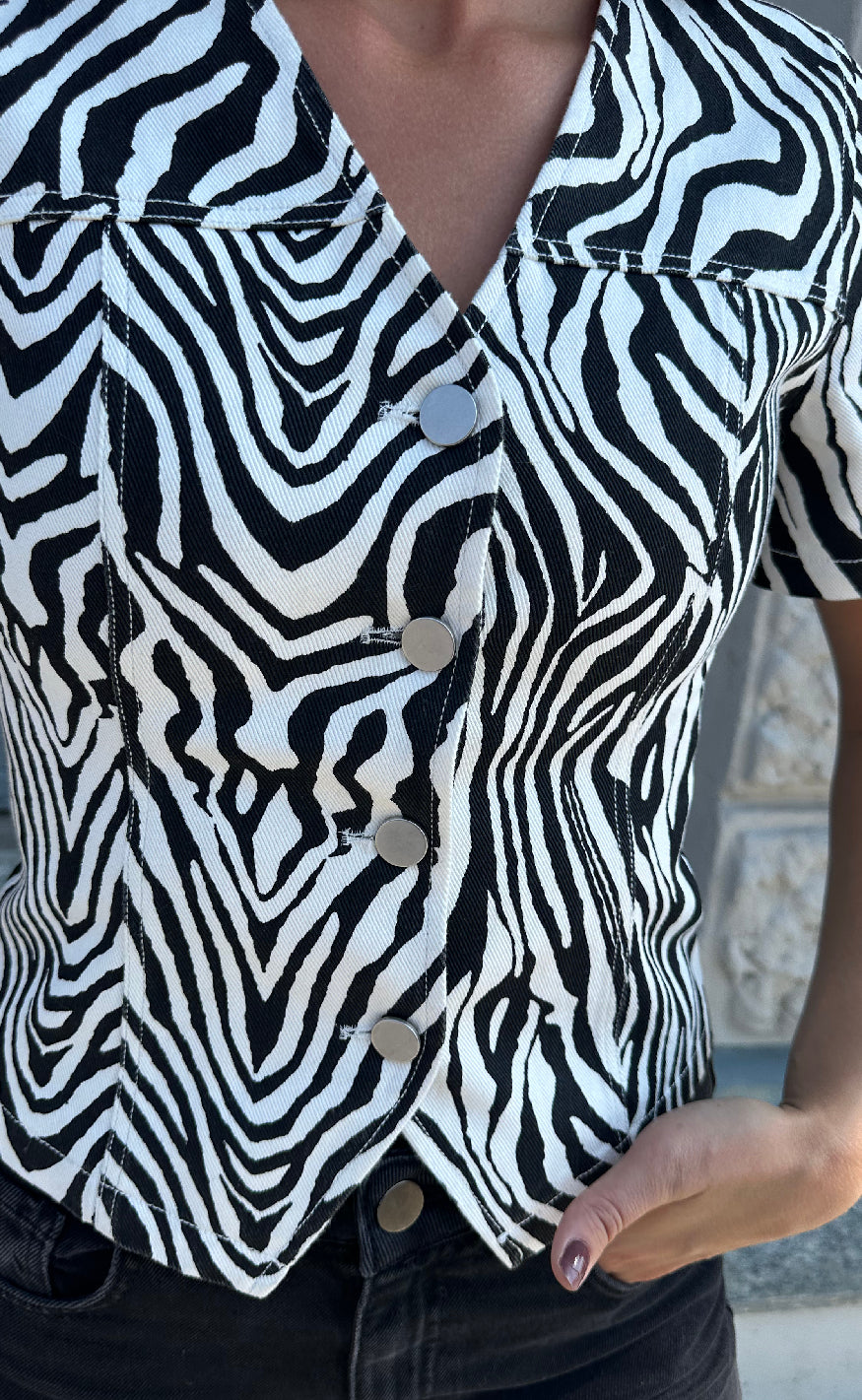 Noella Bluse - Stormina - Taleah Zebra Print