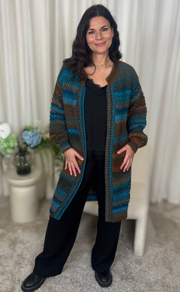 Noella Cardigan - Gio - Turquoise Brown Mix
