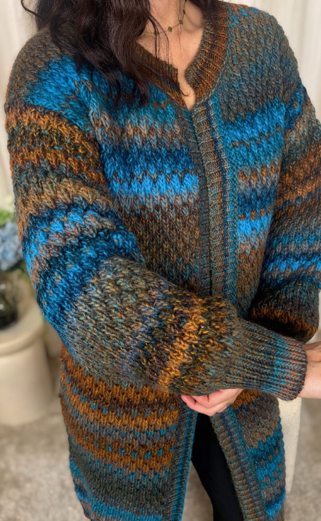Noella Cardigan - Gio - Turquoise Brown Mix