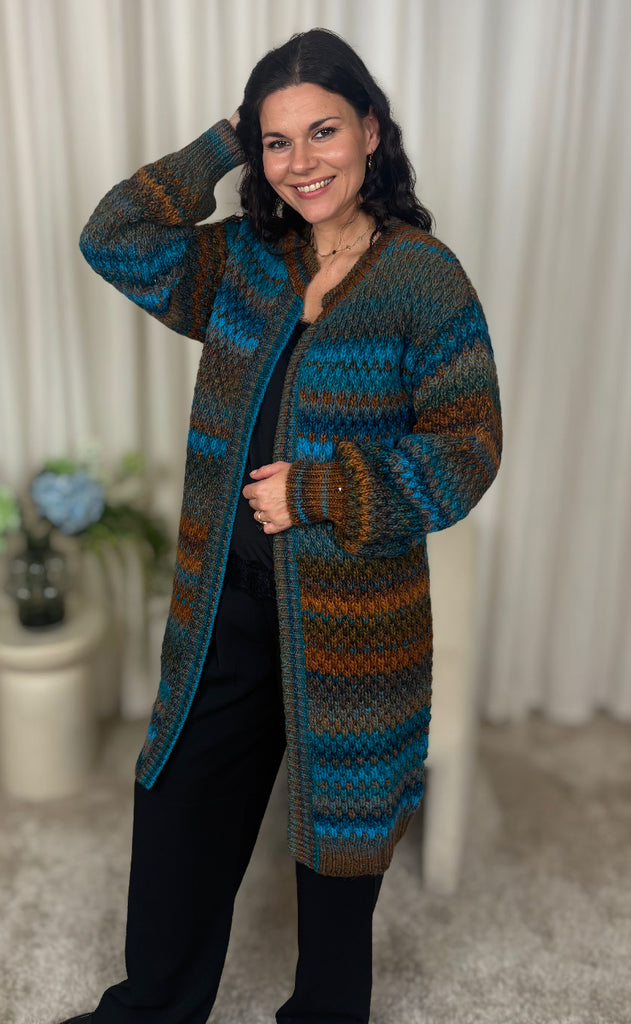 Noella Cardigan - Gio - Turquoise Brown Mix
