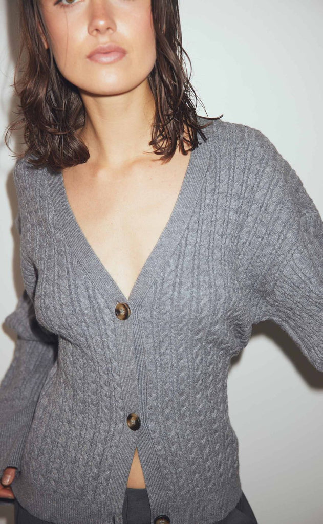 Noella Cardigan - Lenyx - Medium Grey Mel.