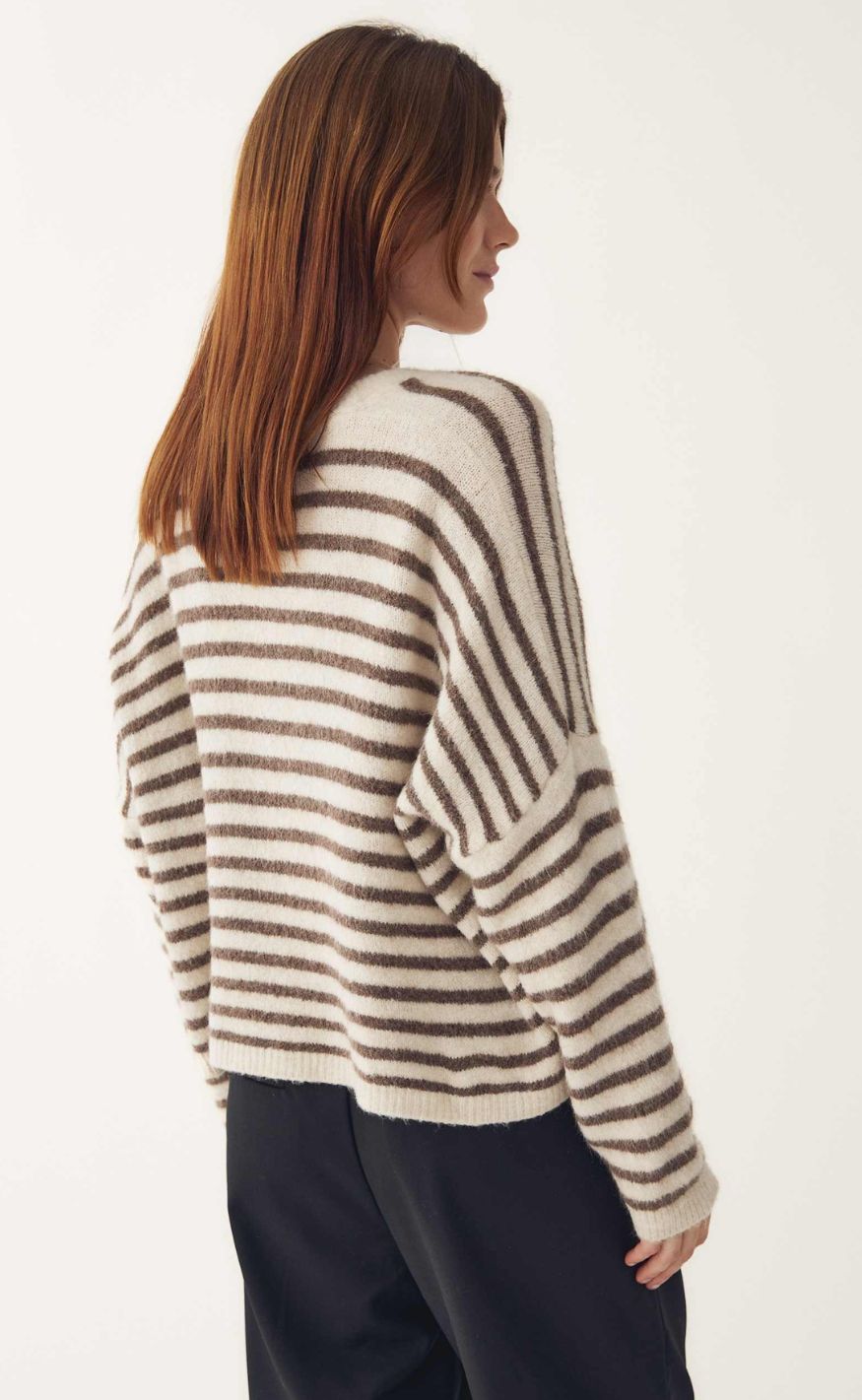 Noella Cardigan - Lindsea - Brown Ivory Stripe