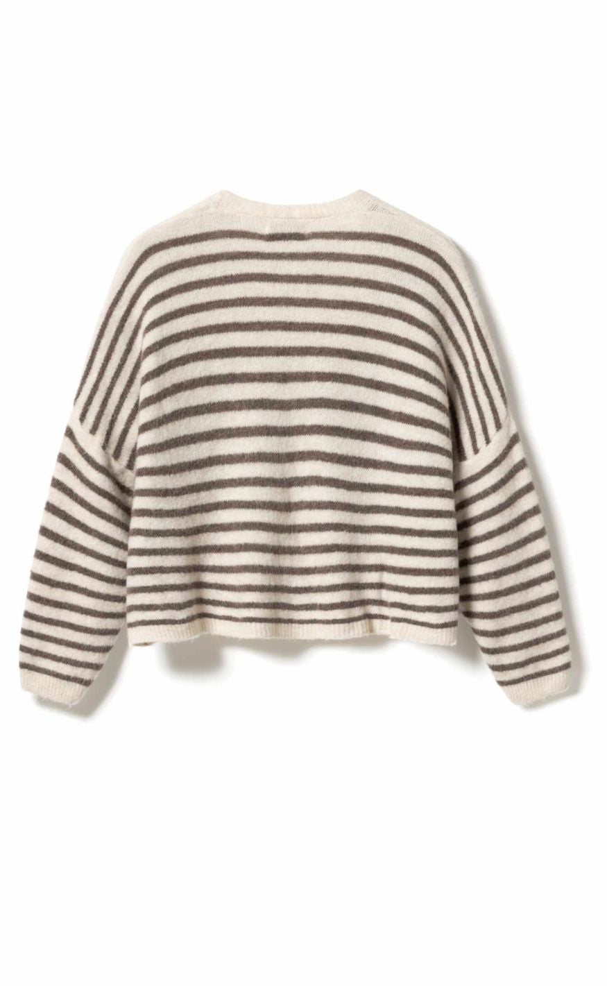 Noella Cardigan - Lindsea - Brown Ivory Stripe