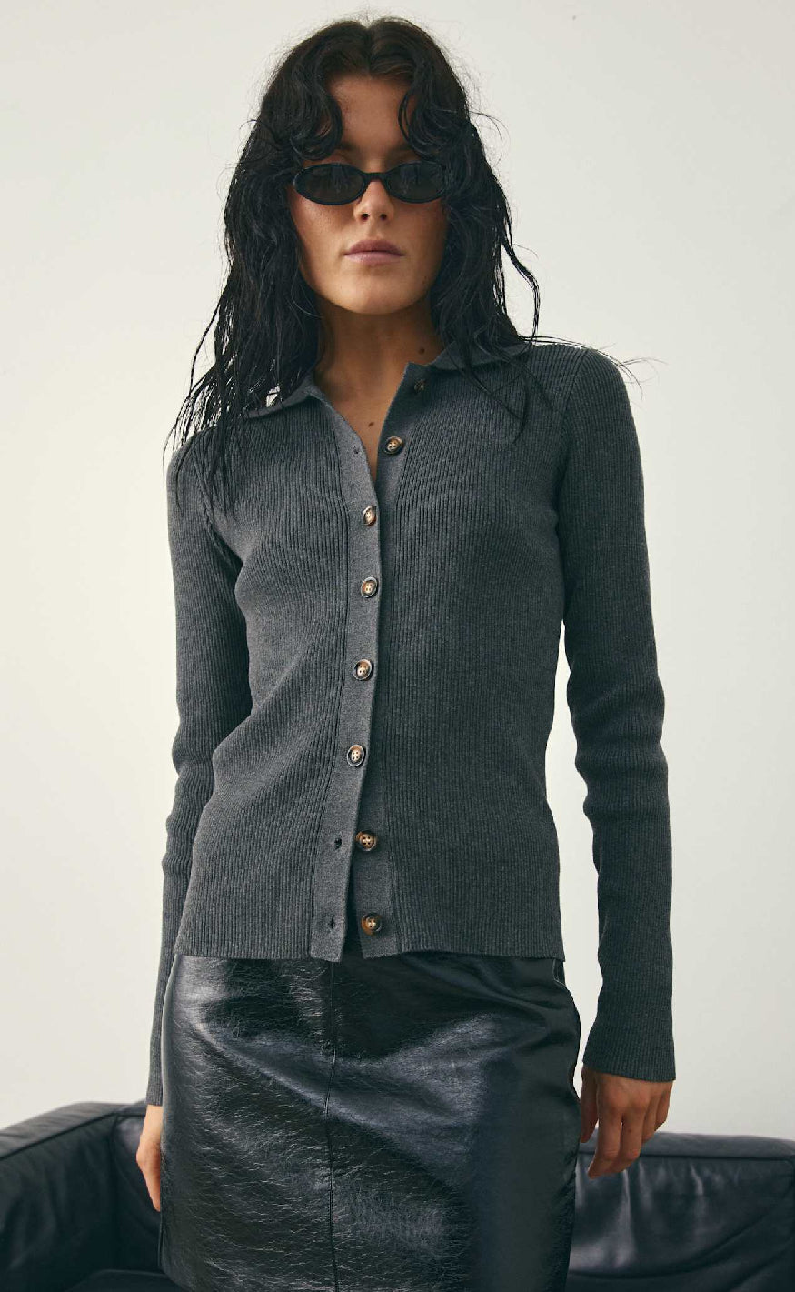 Noella Cardigan - Livanna Knit - Medium Grey Mel.