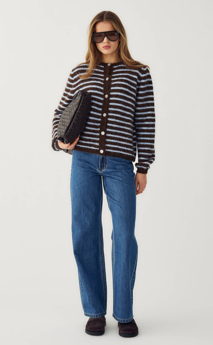 Noella Cardigan - Mertice - Brown Blue Stripe