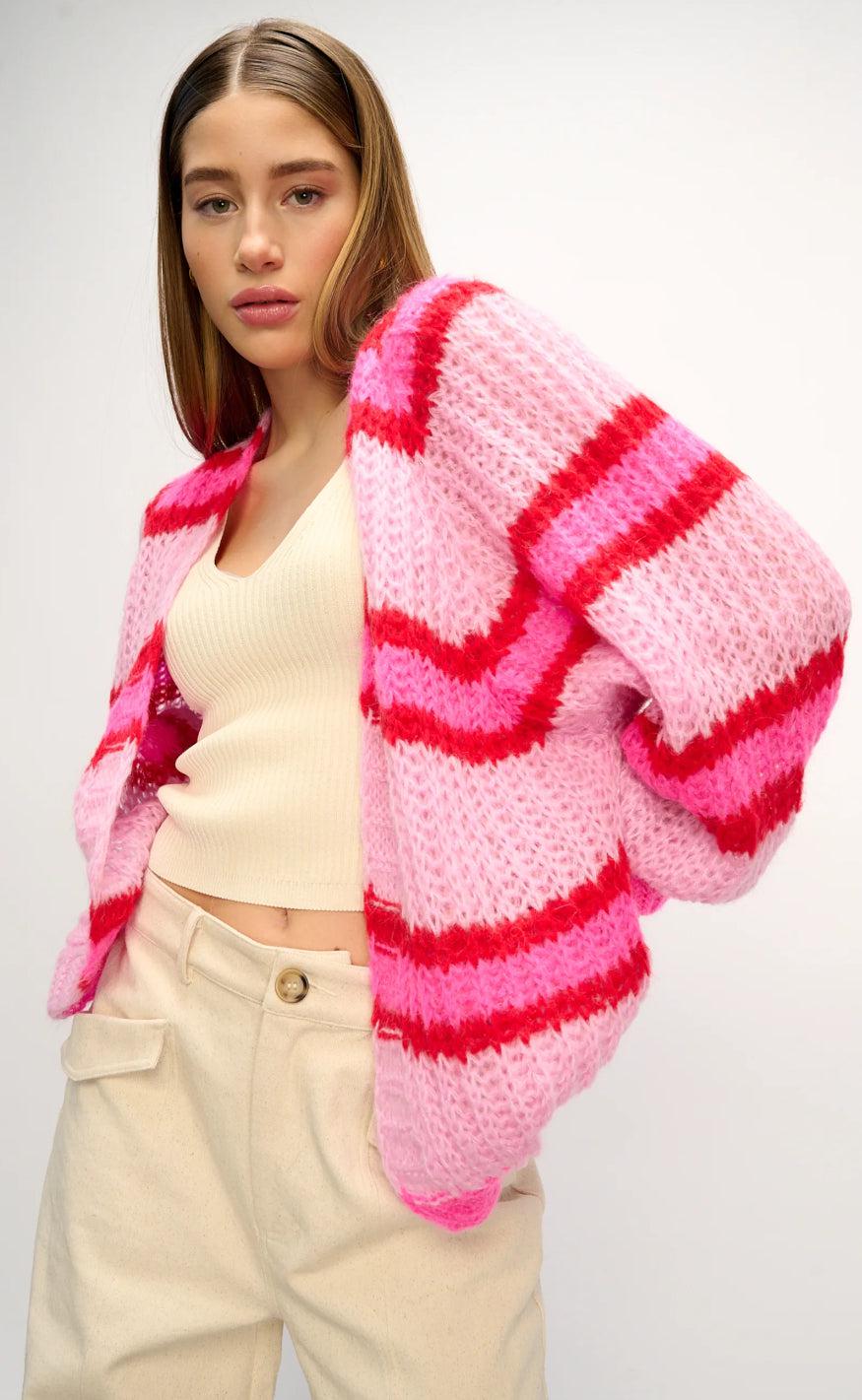 Noella Cardigan - Vera - Berry Red Mix